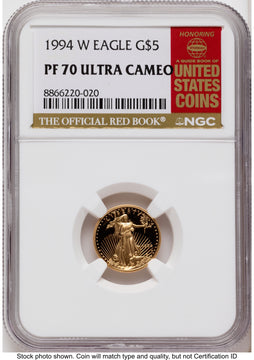 1994-W Proof Gold Eagle 1/10 oz Red Book NGC PF70
