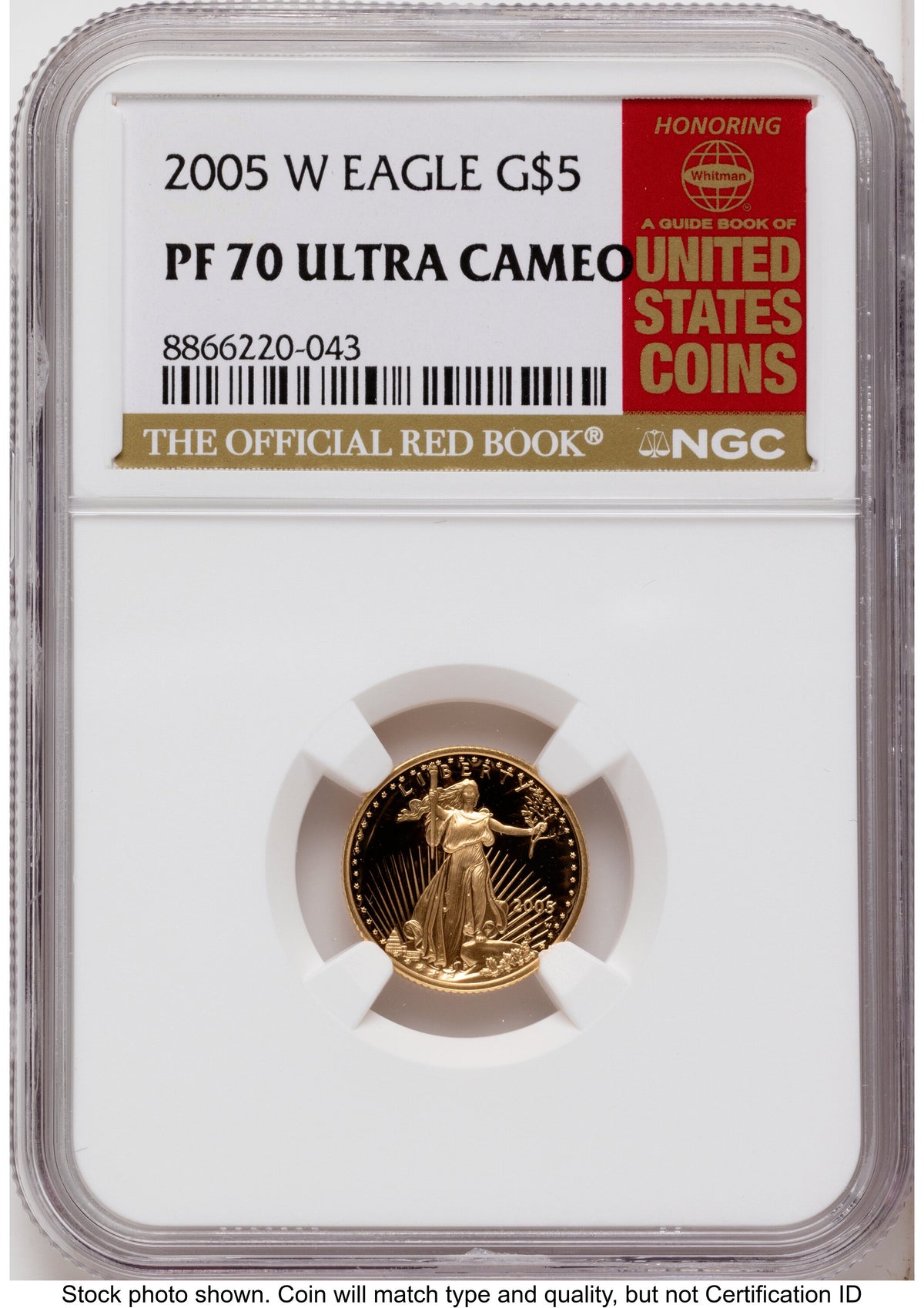 2005-W Proof Gold Eagle 1/10 oz Red Book NGC PF70