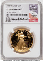 1986-W Proof Gold Eagle 1 oz Anna Cabral NGC PF70