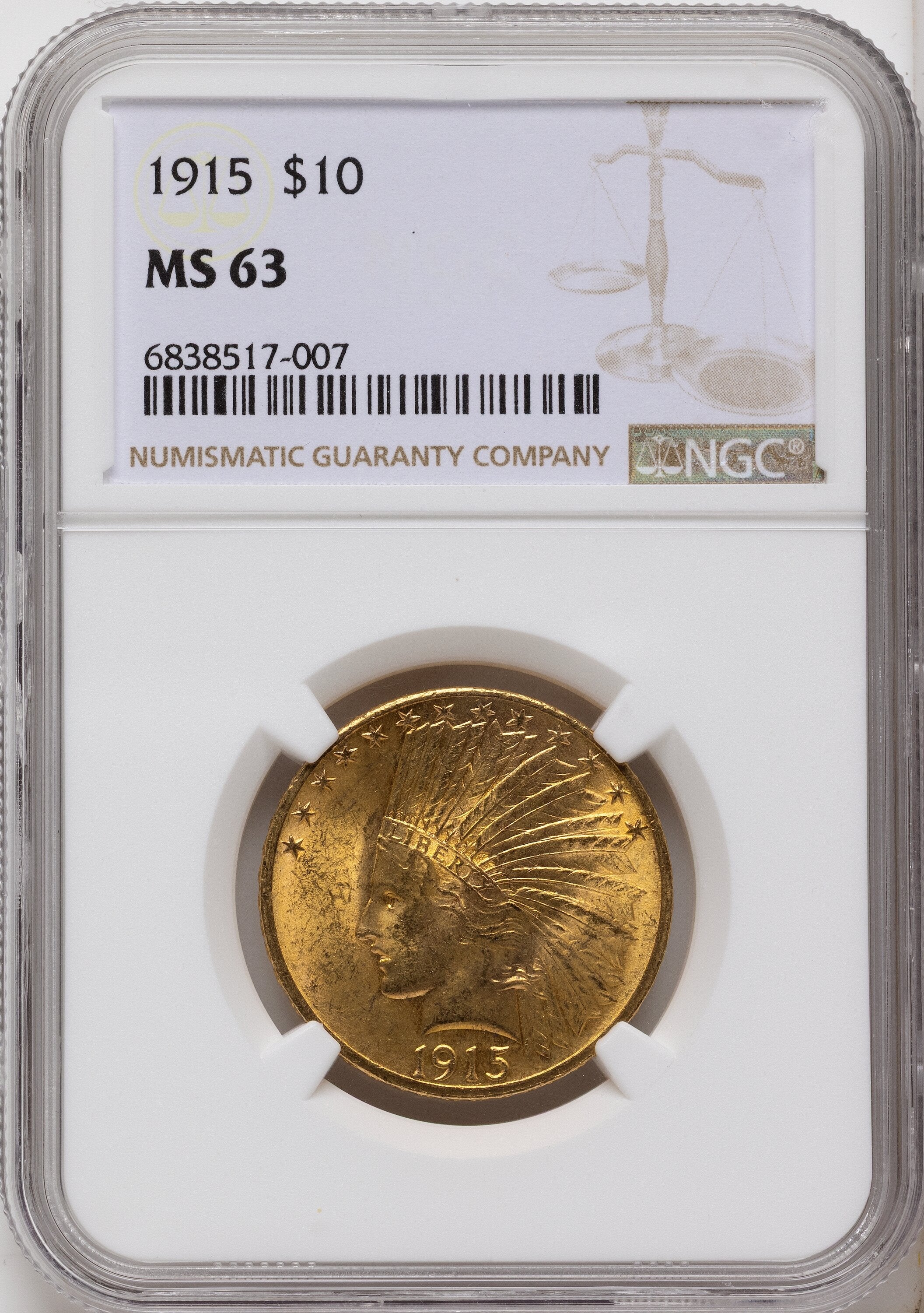 1915 $10 Indian Eagle NGC MS63