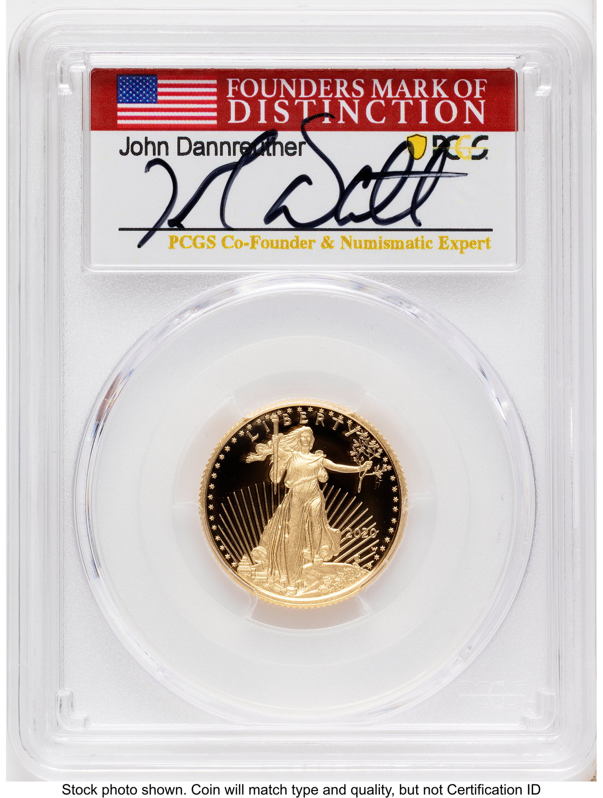 2020-W Proof Gold Eagle 1/4 oz FDI John Dannreuther PCGS PR70