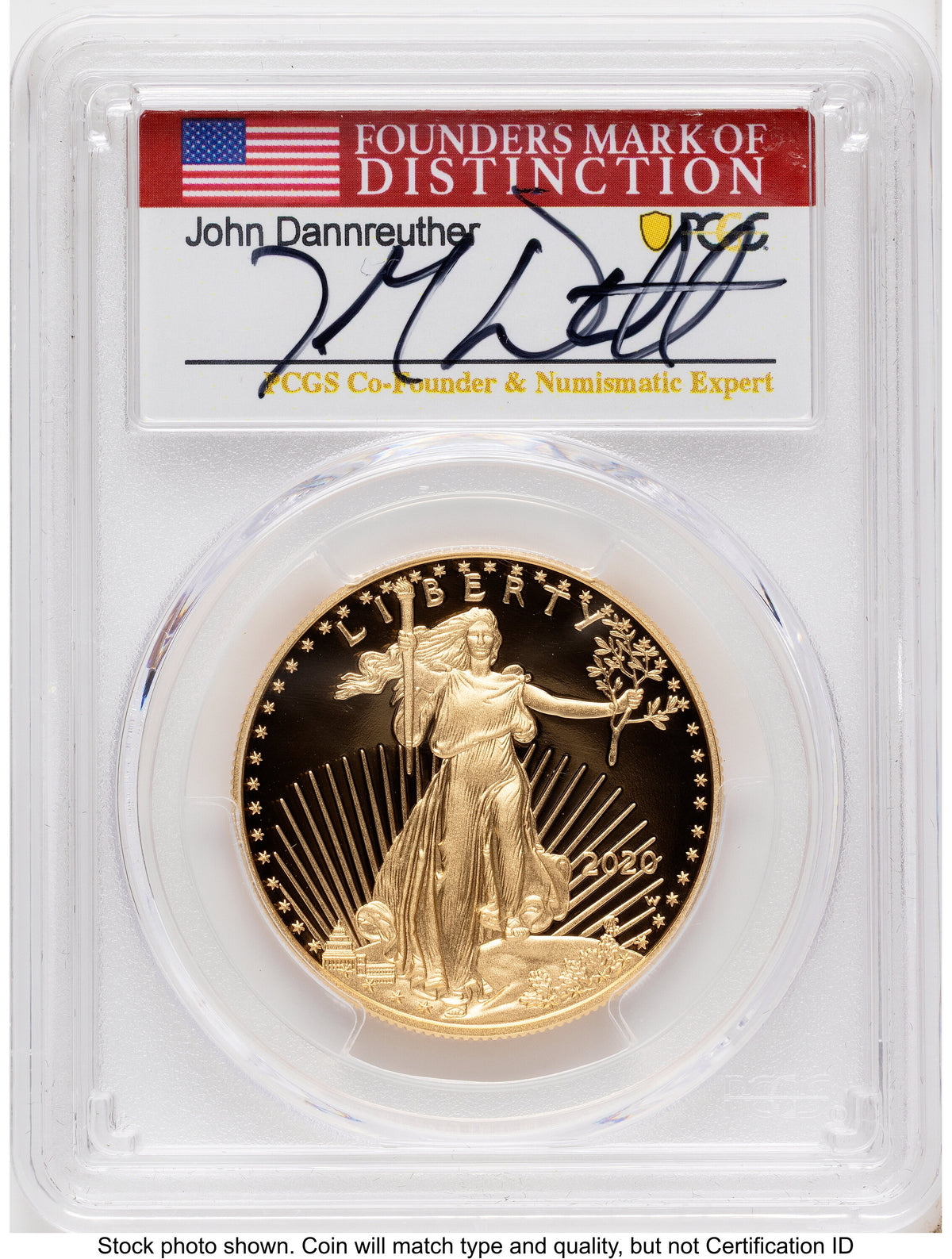 2020-W Proof Gold Eagle 1 oz FDI John Dannreuther PCGS PR70