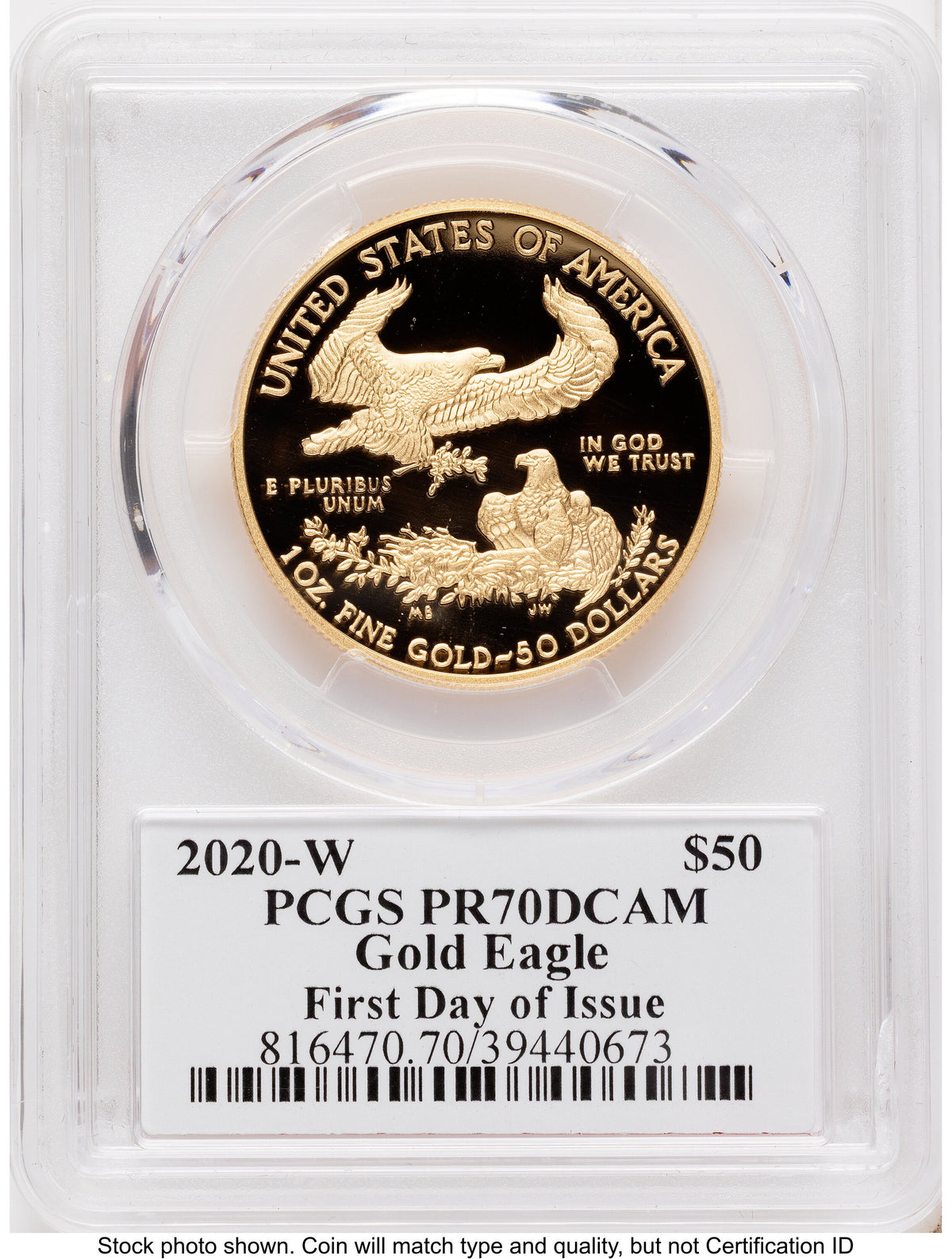 2020-W Proof Gold Eagle 1 oz FDI John Dannreuther PCGS PR70