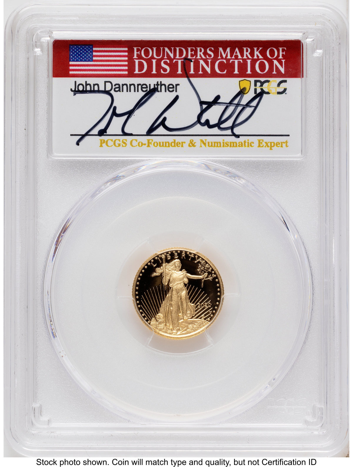 2020-W Proof Gold Eagle 1/10 oz FDI John Dannreuther PCGS PR70
