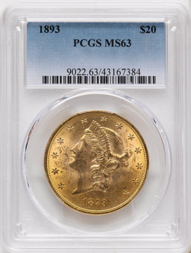 1893 $20 Liberty Double Eagle PCGS MS63
