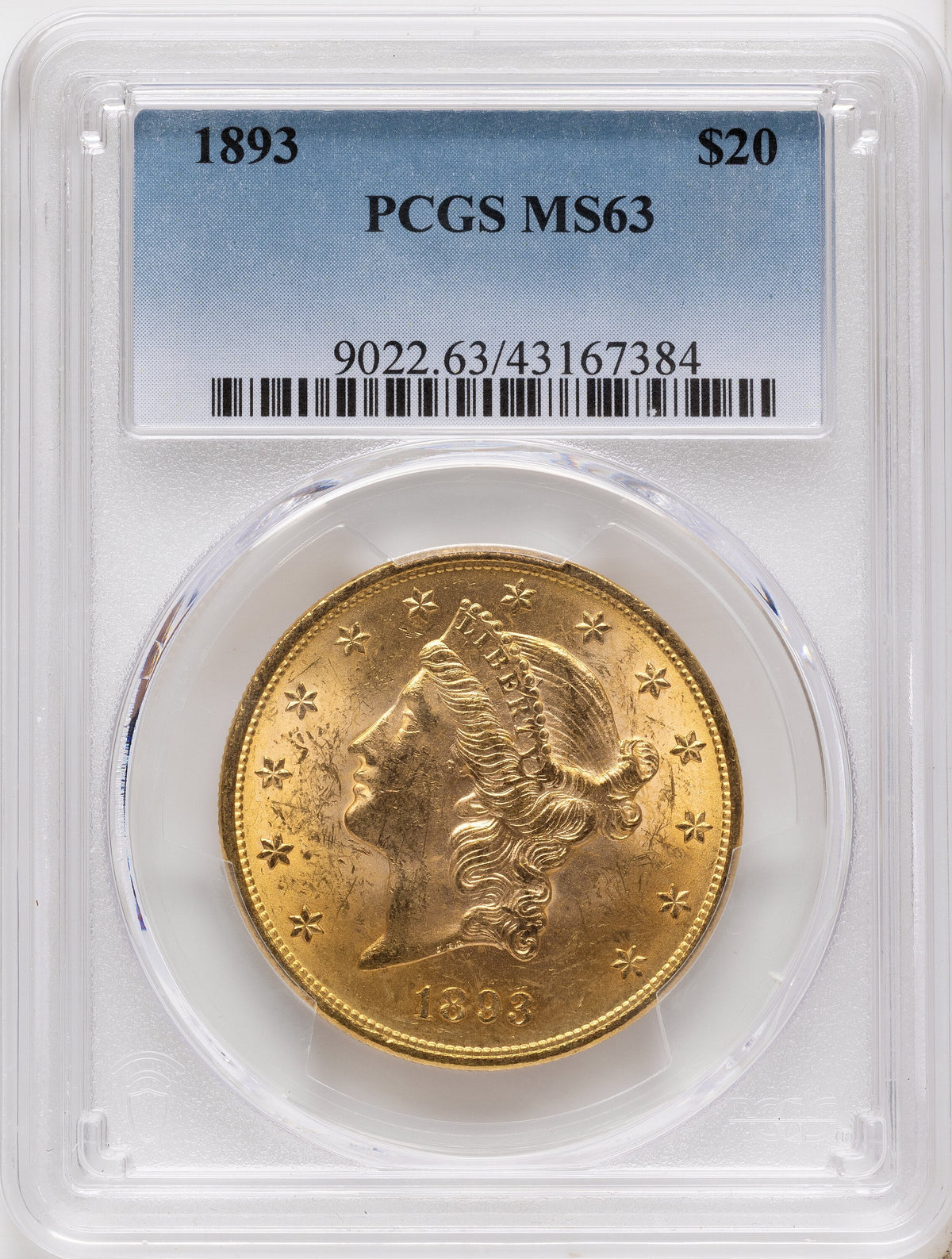 1893 $20 Liberty Double Eagle PCGS MS63