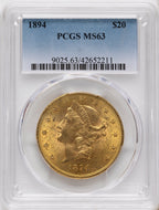1894 $20 Liberty Double Eagle PCGS MS63