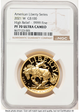 2021-W G$100 American Liberty High Relief Brown Label NGC PF70