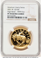 2021-W G$100 American Liberty High Relief Brown Label NGC PF70