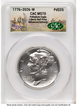 2026-W Palladium Eagle 1 oz Uncirculated Advanced Delivery America 250 CACG MS70