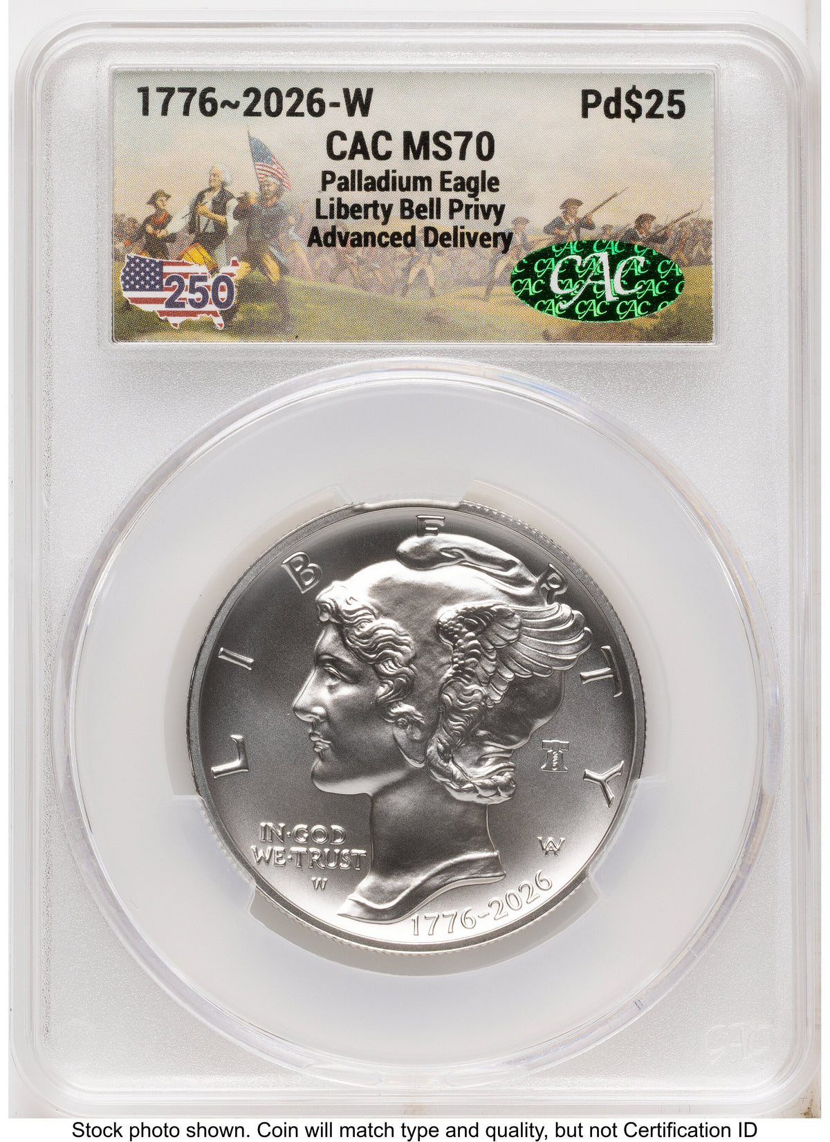 2026-W Palladium Eagle 1 oz Uncirculated Advanced Delivery America 250 CACG MS70