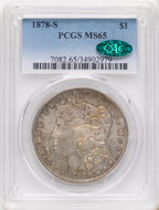 1878-S CAC Morgan Dollar PCGS MS65