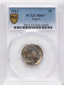 1913 T-1 5C Buffalo Nickel PCGS MS67