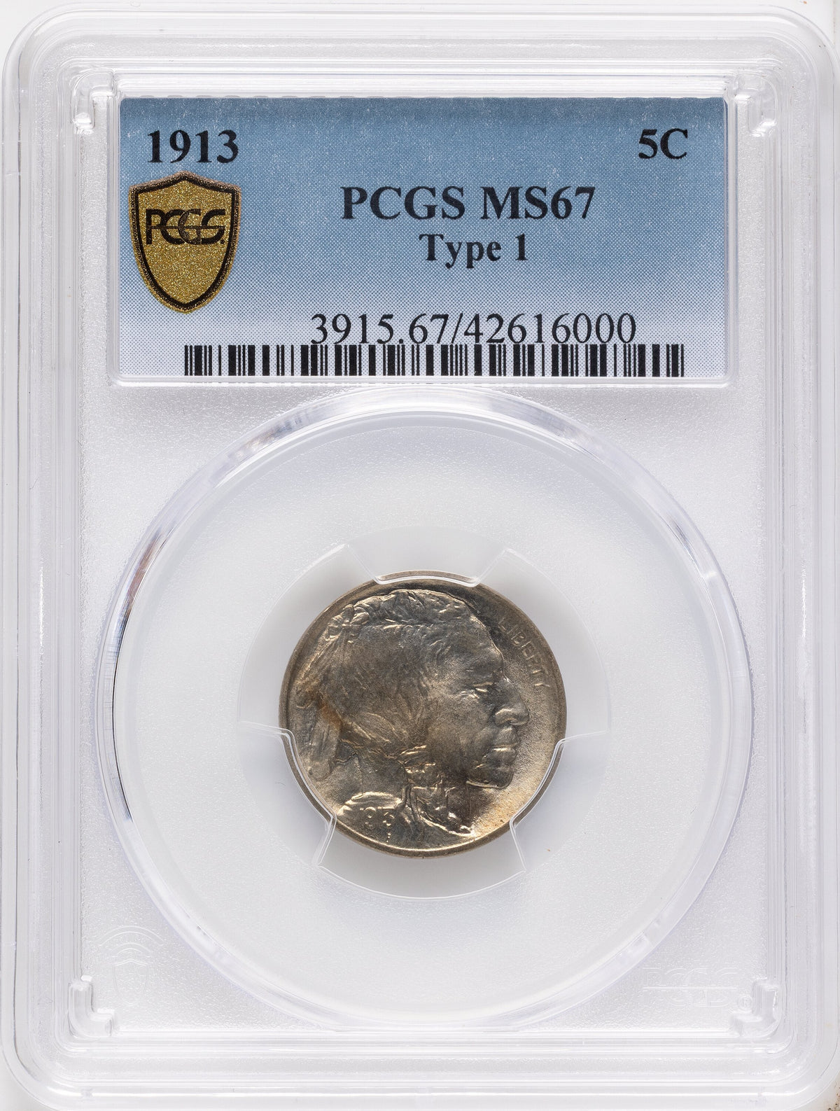 1913 T-1 5C Buffalo Nickel PCGS MS67