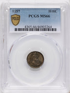 1857 H10C Seated Half Dime PCGS MS66