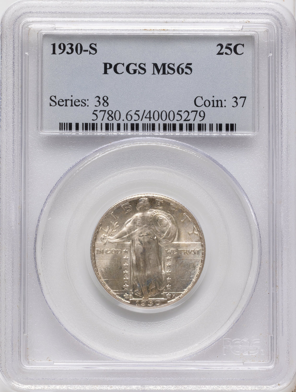 1930-S 25C Standing Liberty Quarter PCGS MS65