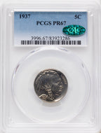 1937 5C CAC Proof Buffalo Nickel PCGS PR67