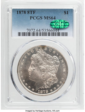 1878 8TF $1 VAM 17 Diagonal in 8 CAC Morgan Dollar PCGS MS64