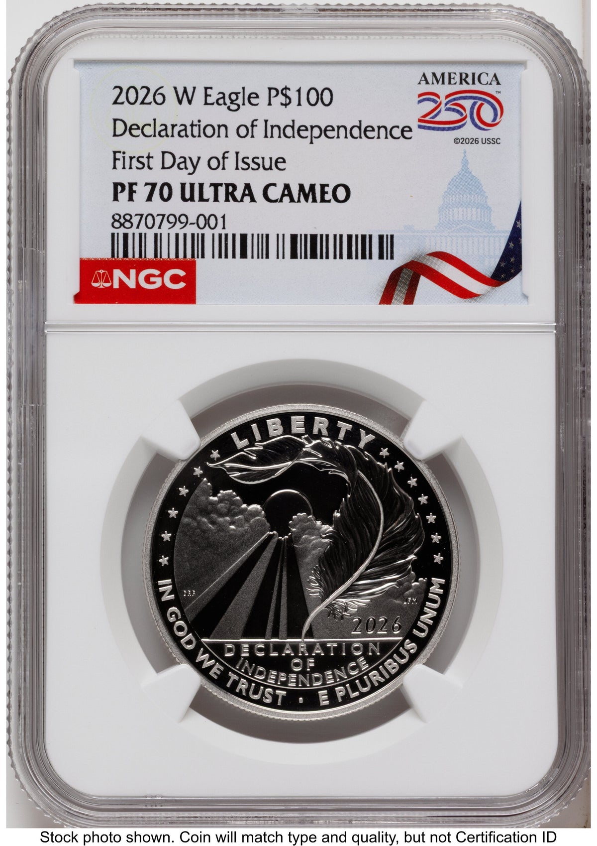 2026-W Proof Platinum Eagle 1 oz FDI America 250 Congress Building Label NGC PF70