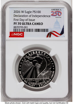 2026-W Proof Platinum Eagle 1 oz FDI America 250 Congress Building Label NGC PF70