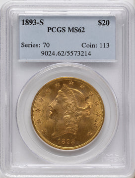1893-S $20 Liberty Double Eagle PCGS MS62