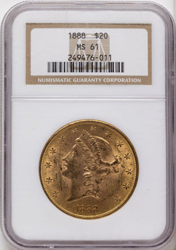 1888 $20 Liberty Double Eagle NGC MS61