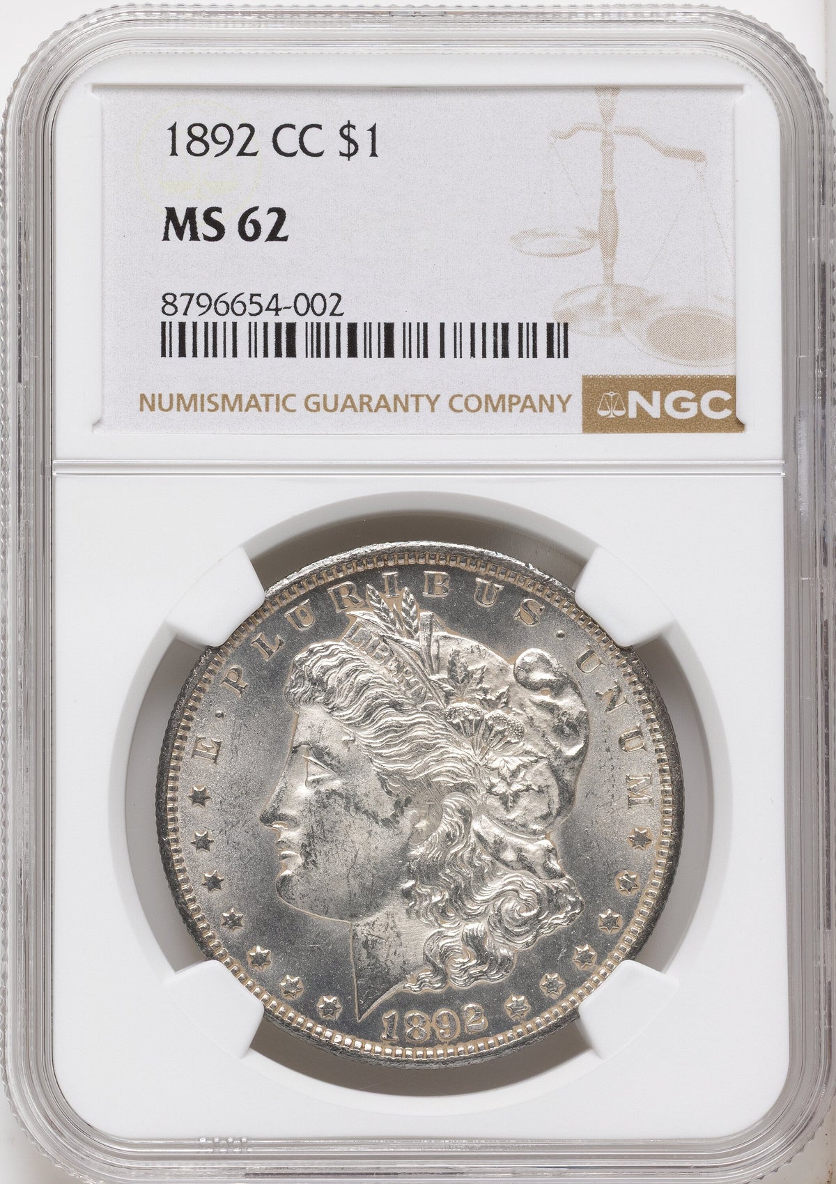 1892-CC Morgan Dollar NGC MS62