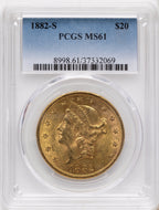 1882-S $20 Blue Gradient Liberty Double Eagle PCGS MS61