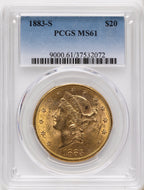1883-S $20 Blue Gradient Liberty Double Eagle PCGS MS61