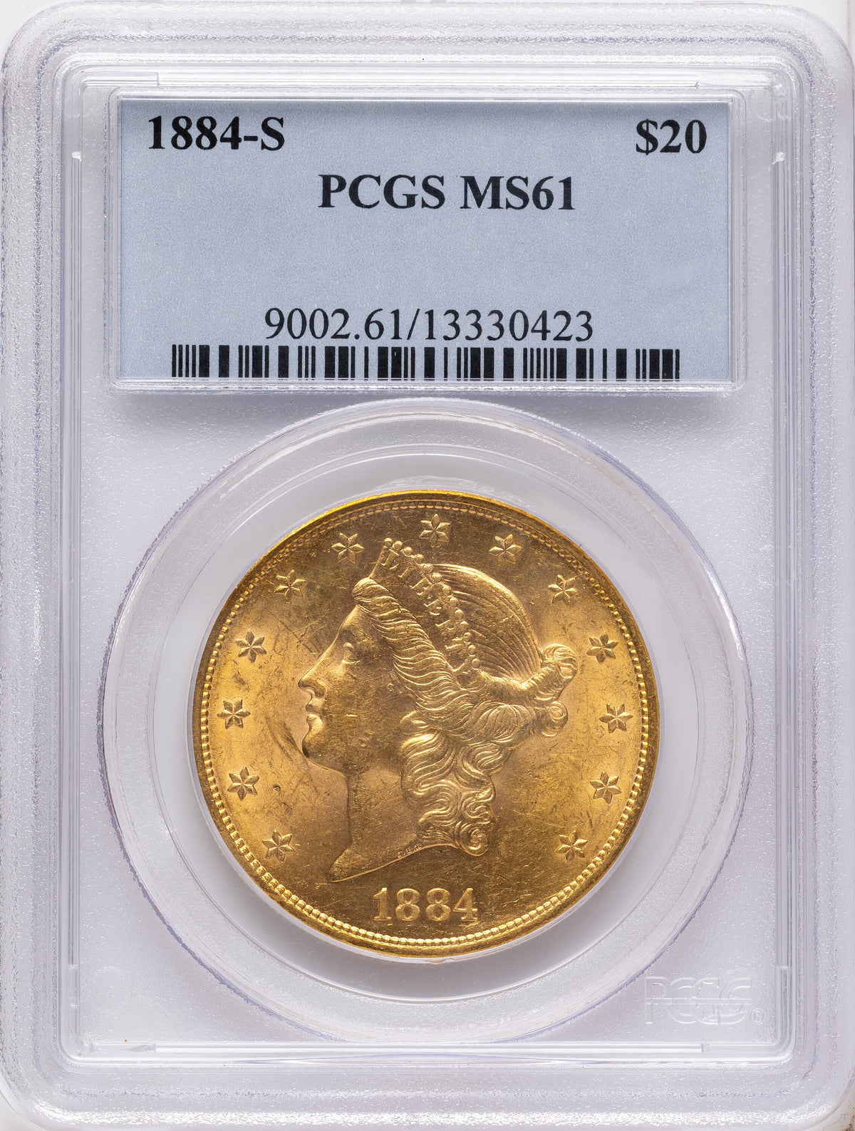 1884-S $20 Blue Gradient Liberty Double Eagle PCGS MS61