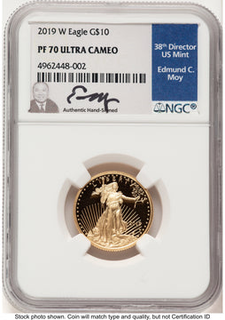 2019-W Proof Gold Eagle 1/4 oz NGC PF70 Ed Moy