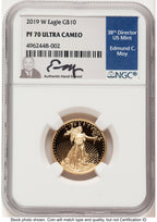 2019-W Proof Gold Eagle 1/4 oz NGC PF70 Ed Moy