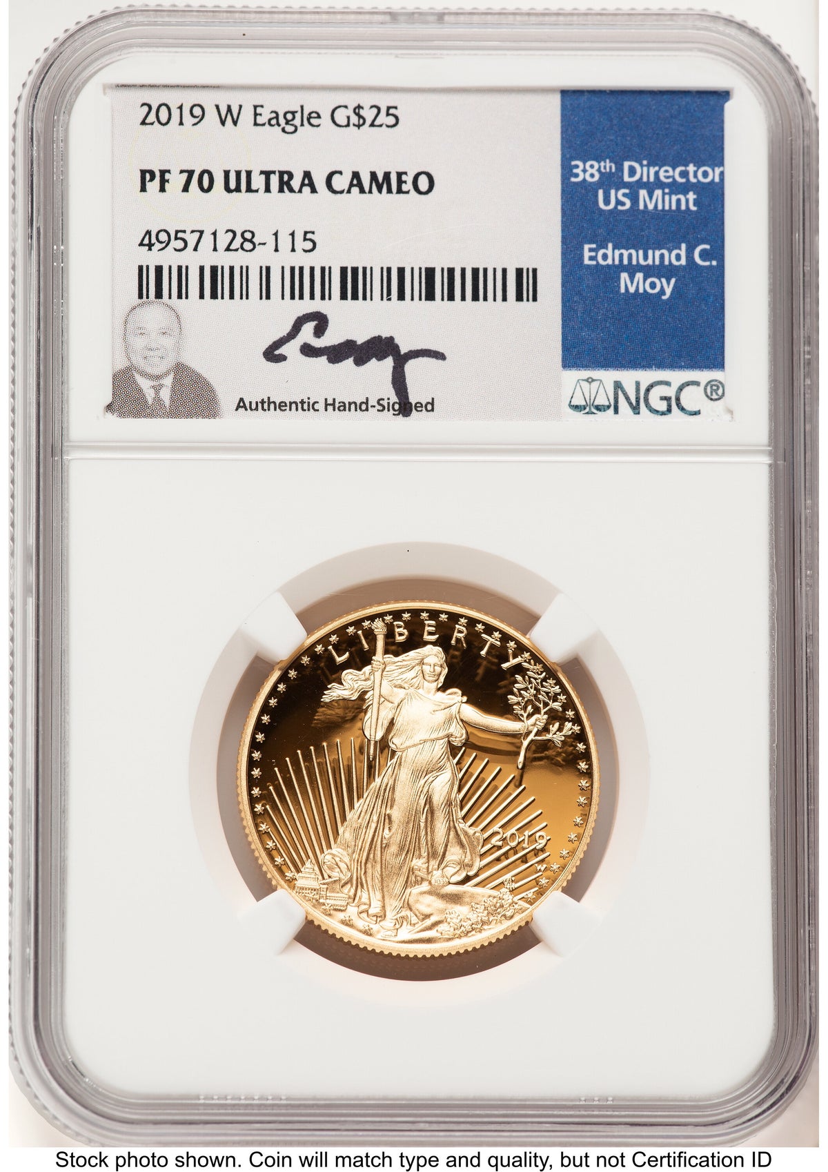2019-W Proof Gold Eagle 1/2 oz NGC PF70 Ed Moy
