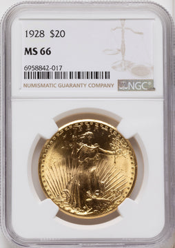 1928 $20 Saint-Gaudens Double Eagle NGC MS66