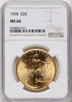 1928 $20 Saint-Gaudens Double Eagle NGC MS66