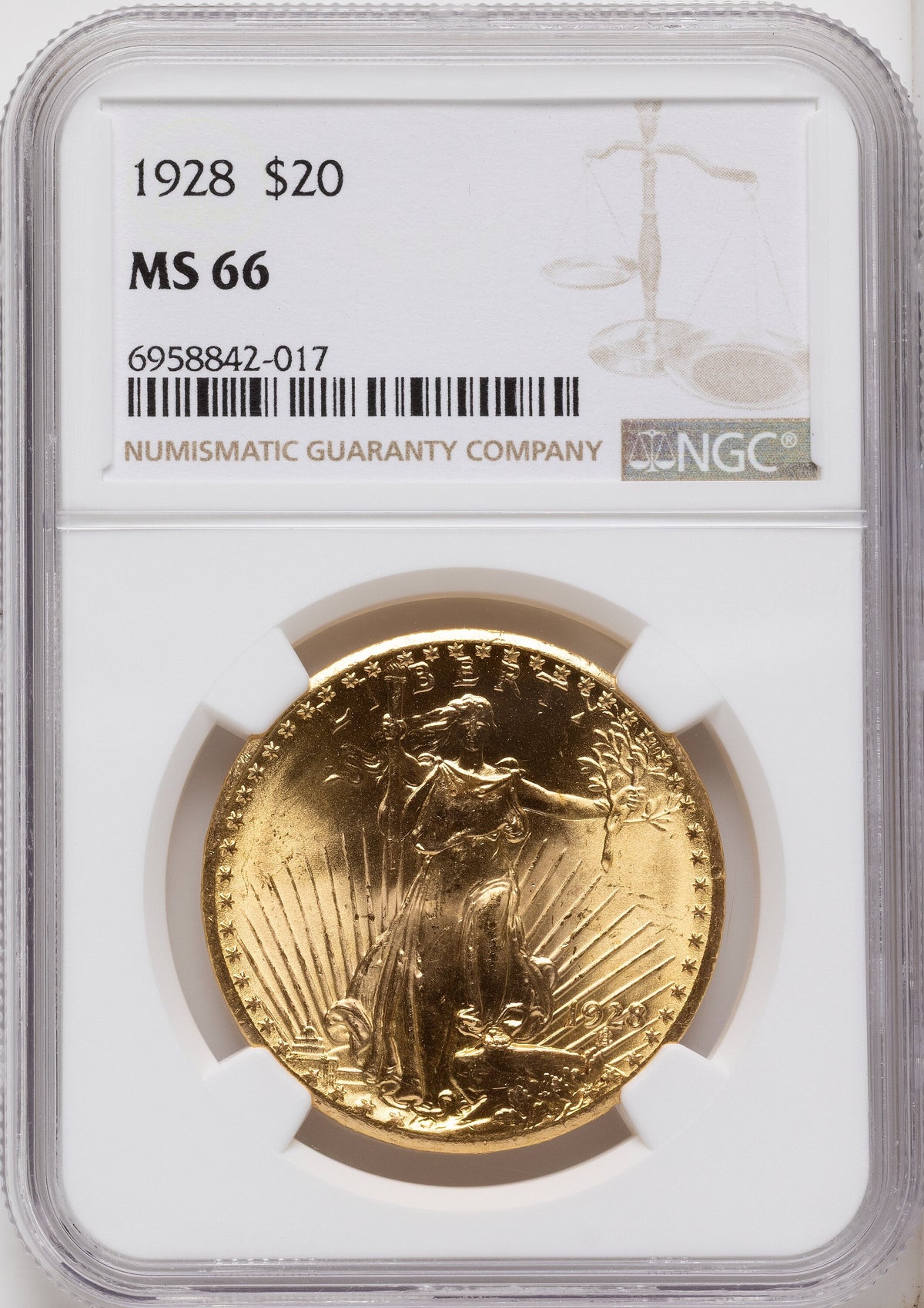 1928 $20 Saint-Gaudens Double Eagle NGC MS66