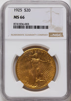 1925 $20 Saint-Gaudens Double Eagle NGC MS66