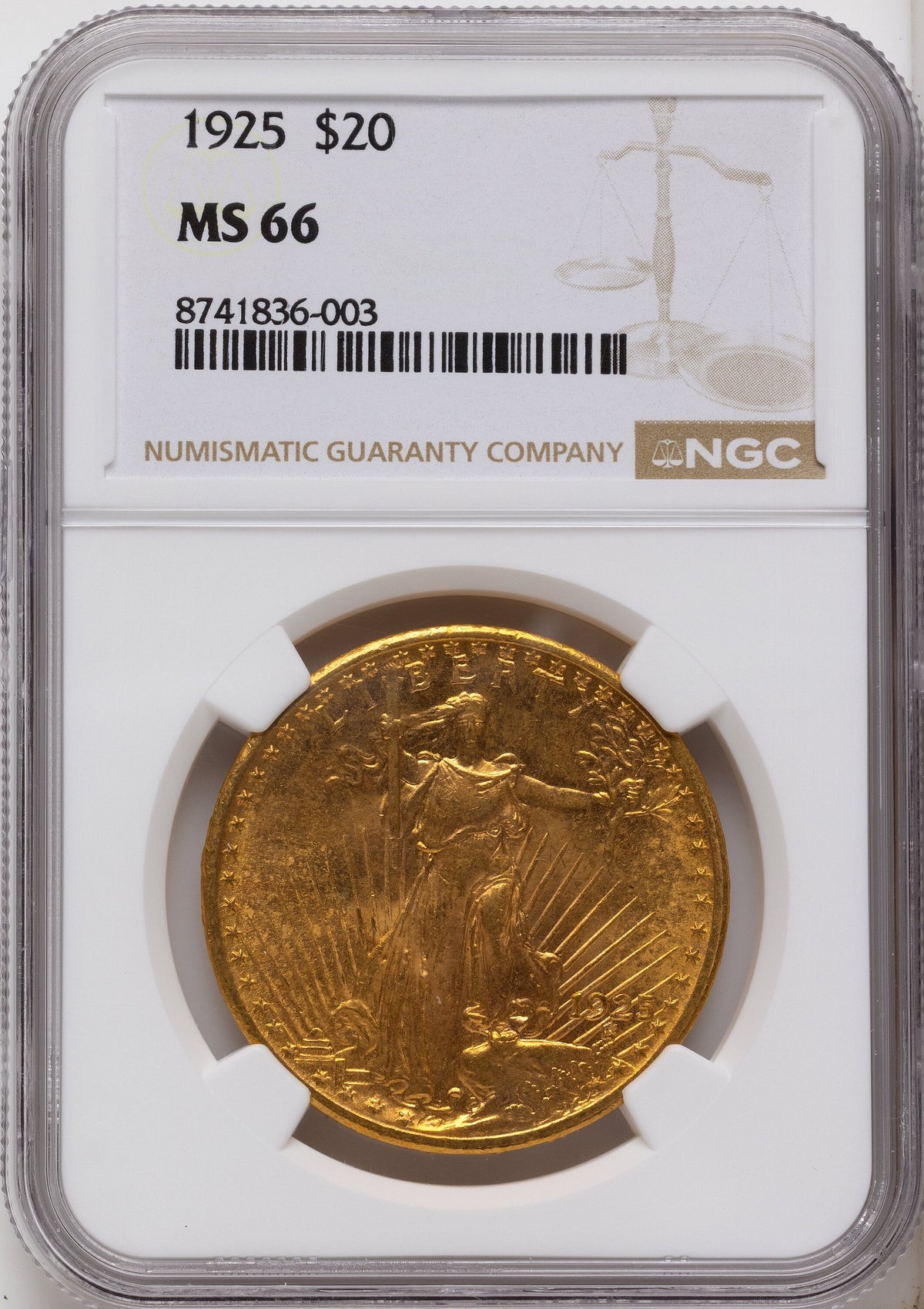 1925 $20 Saint-Gaudens Double Eagle NGC MS66