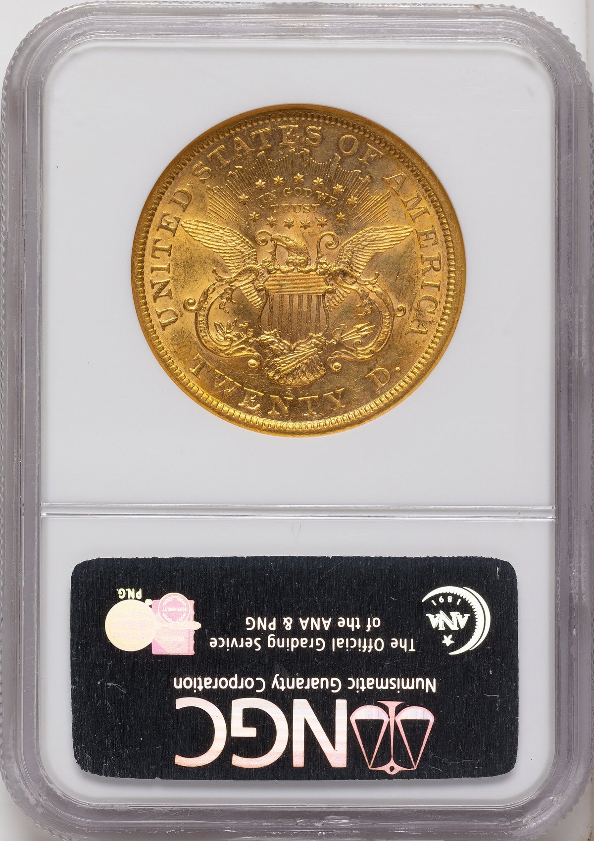 1866-S $20 MOTTO Liberty Double Eagle NGC AU58