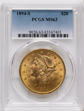 1894-S $20 Liberty Double Eagle PCGS MS63