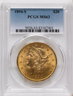 1894-S $20 Liberty Double Eagle PCGS MS63