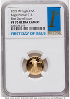 2021-W Type 2 Proof Gold Eagle 1/10 oz FDI 1ST NGC PF70