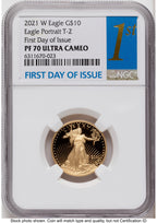 2021-W Type 2 Proof Gold Eagle 1/4 oz FDI 1ST NGC PF70