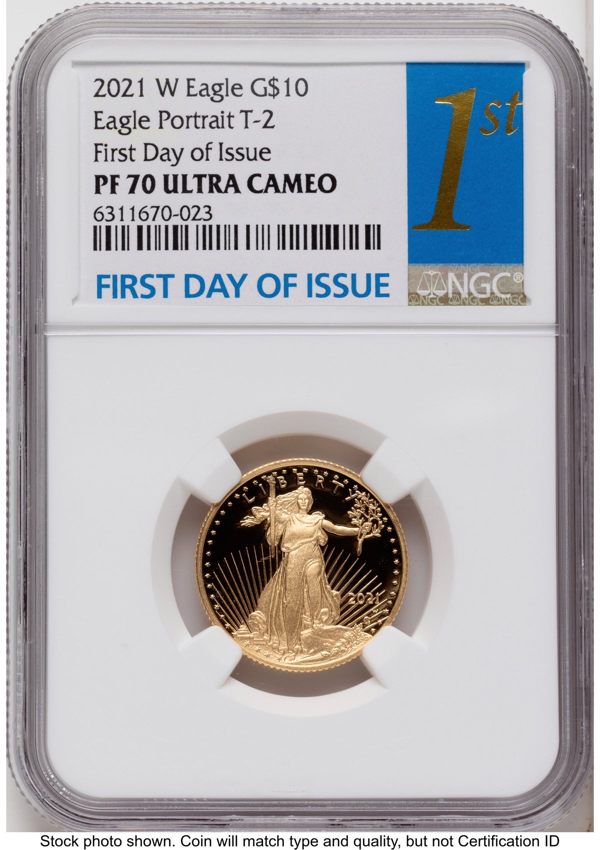 2021-W Type 2 Proof Gold Eagle 1/4 oz FDI 1ST NGC PF70