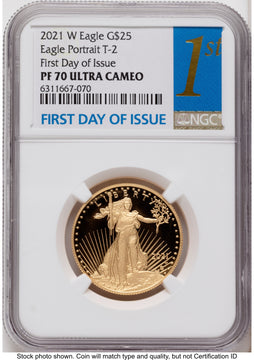 2021-W Type 2 Proof Gold Eagle 1/2 oz FDI 1ST NGC PF70