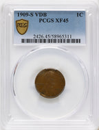 1909-S 1C VDB BN Lincoln Cent PCGS XF45