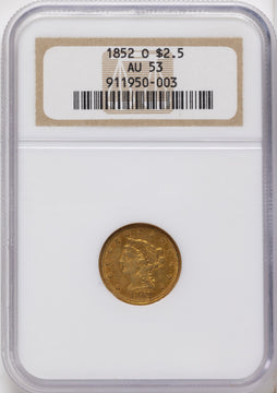 1852-O $2.50 Liberty Quarter Eagle NGC AU53