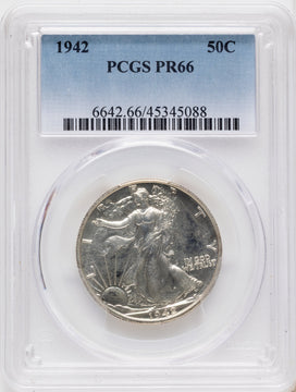1942 50C Proof Walking Liberty Half Dollar PCGS PR66
