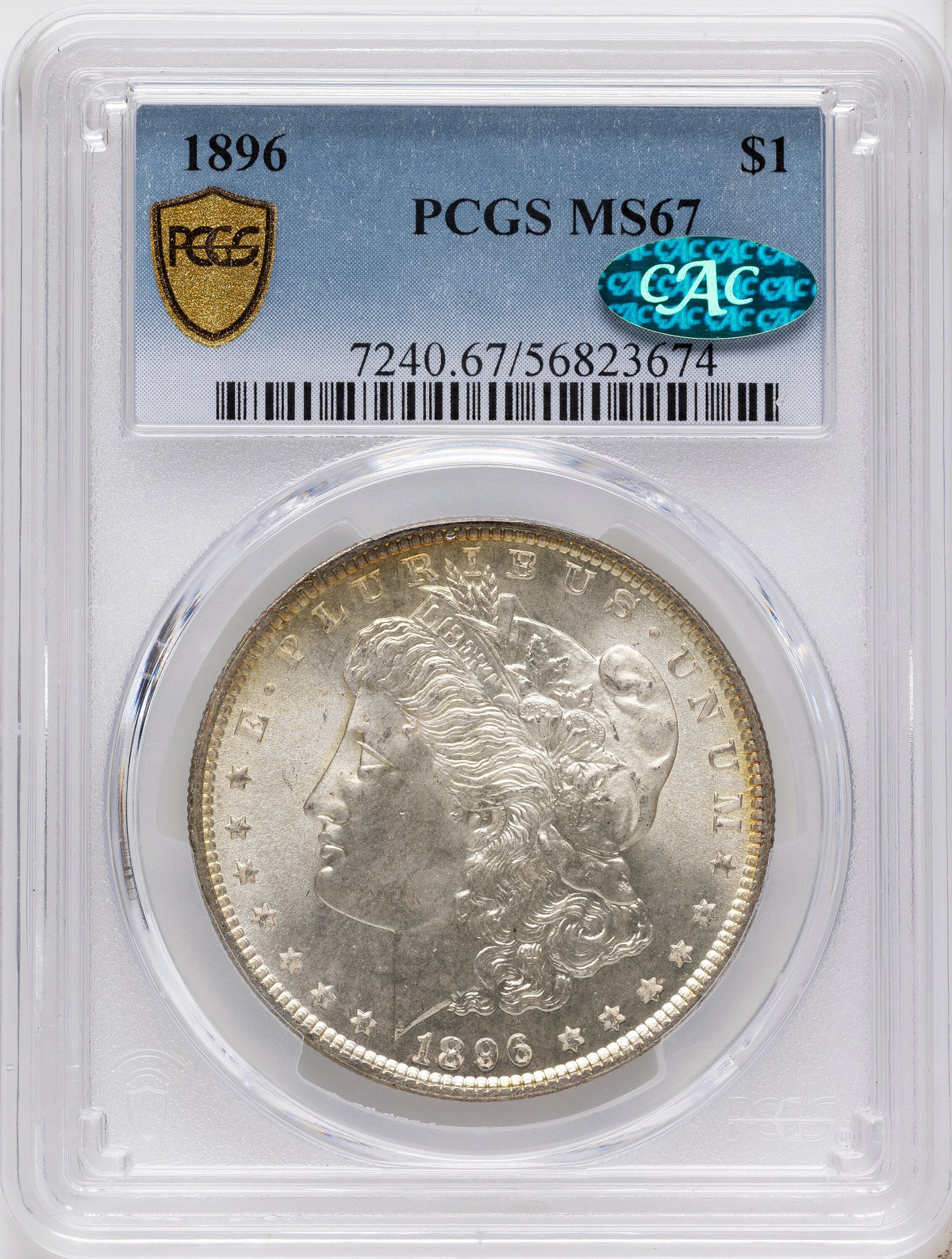 1896 CAC Morgan Dollar PCGS MS67