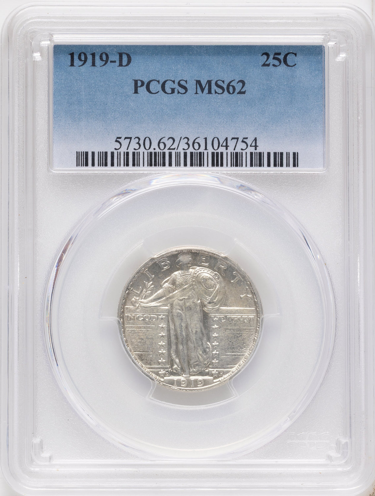 1919-D 25C Standing Liberty Quarter PCGS MS62